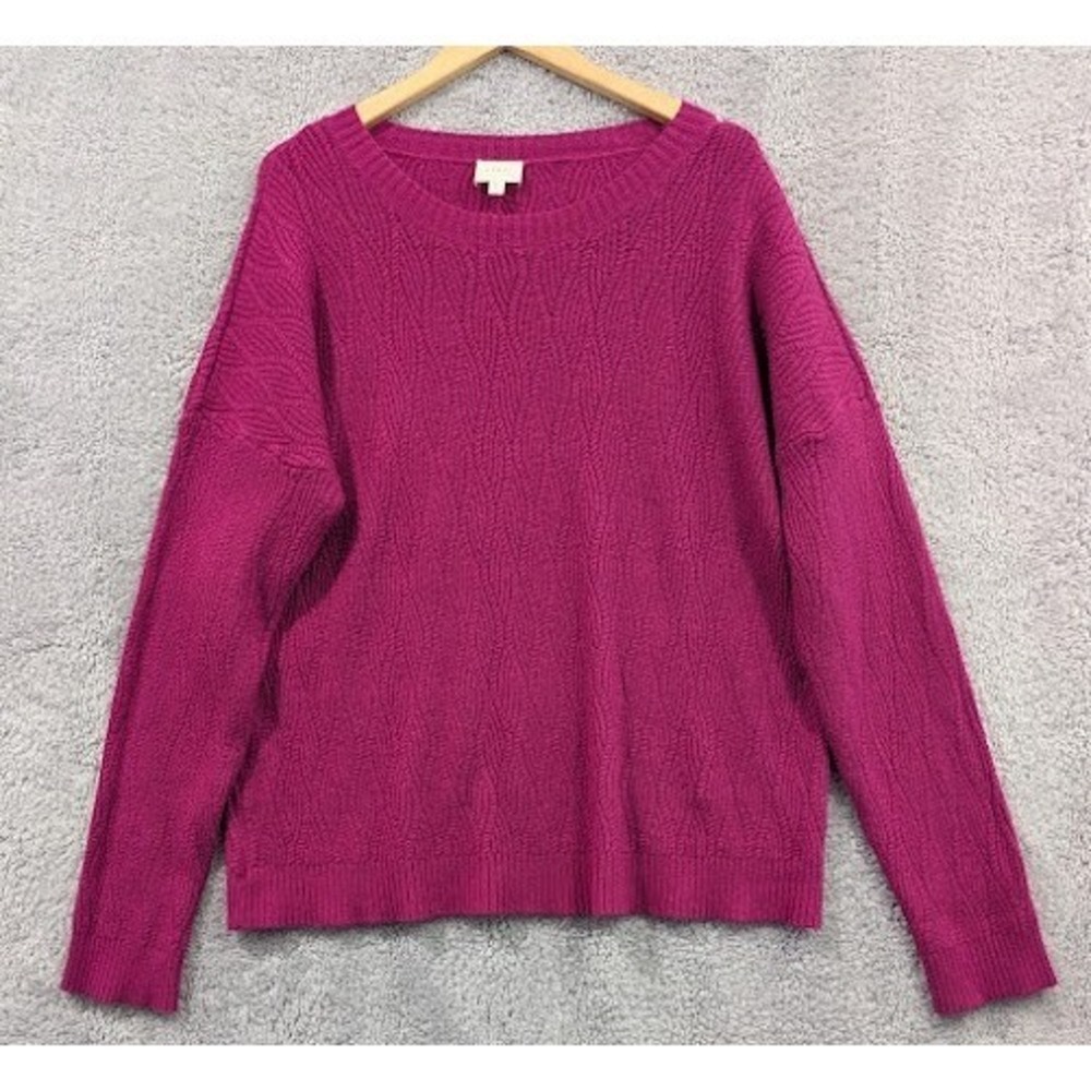 Cyrus Knit Sweater Women's XL Pink Magenta Textured Crew Neck Long Sleeve Cozy